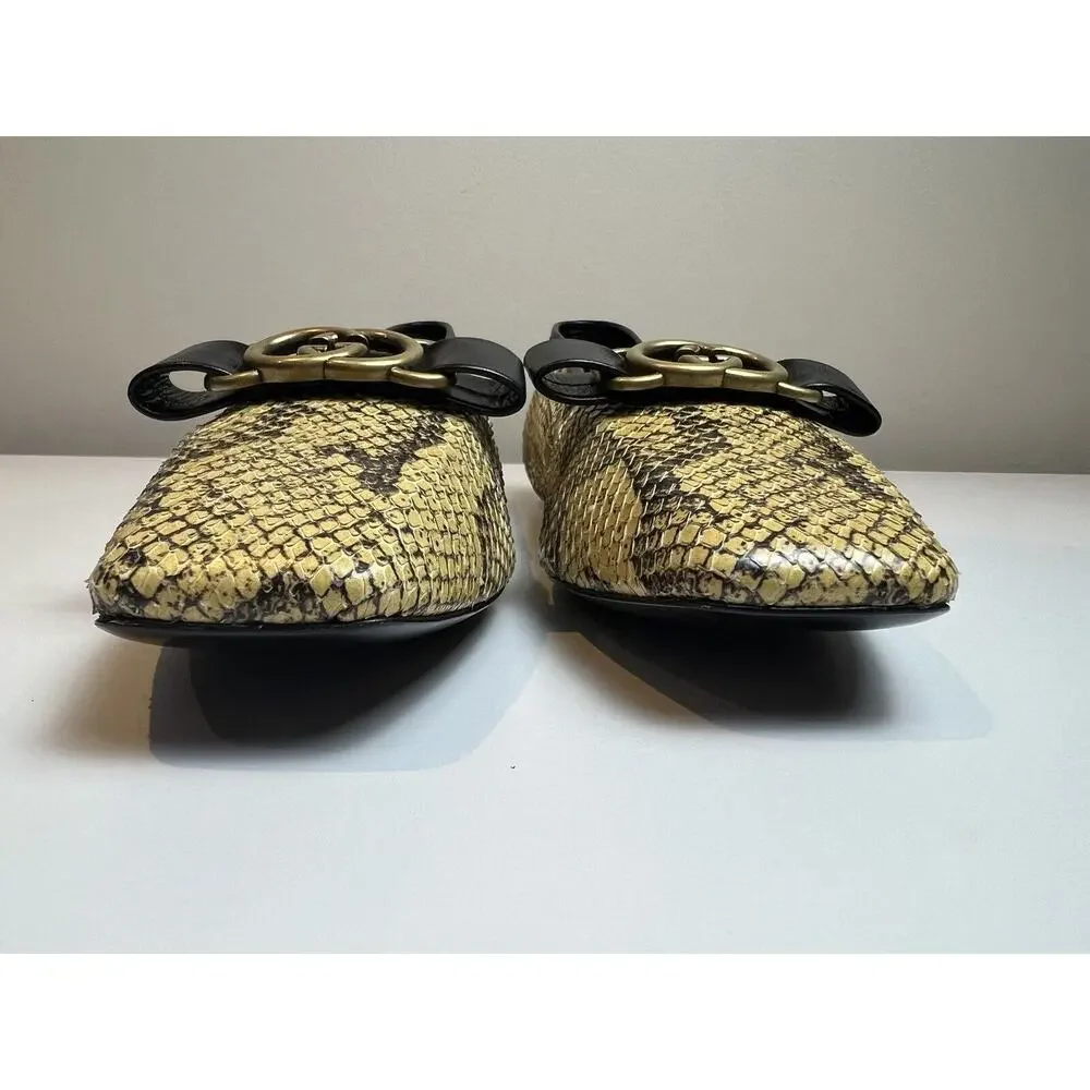 Gucci Double G Interlocking Python Snakeskin Ballet Ballerina Flats Size EU 39.5 - Picture 7 of 12